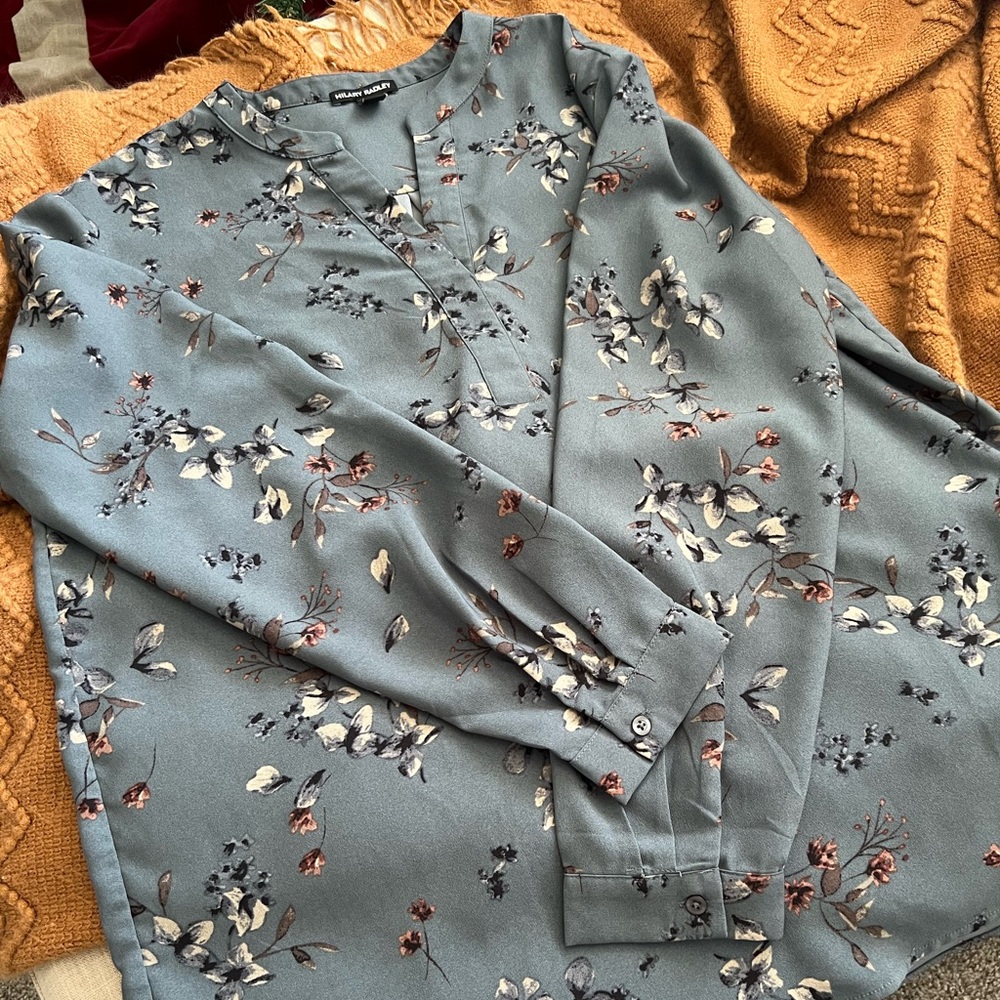 Hilary Radley Floral Blue Blouse
